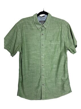 Eddie Bauer Grifton Button Down Cotton Short Sleeve Shirt Sage Green, Size M